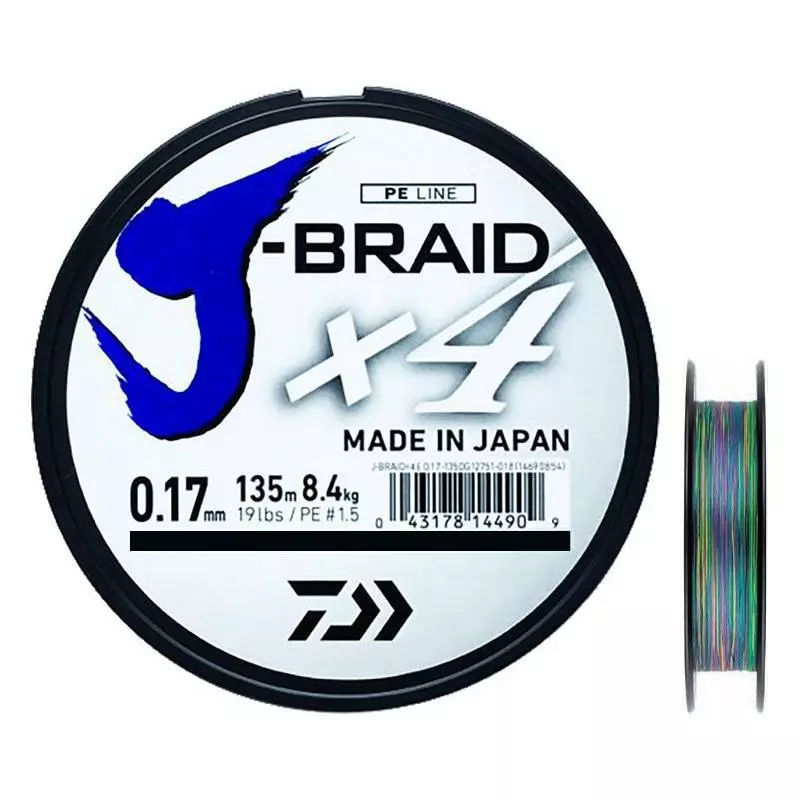 ANGELSCHNUR GEFLOCHTEN DAIWA J BRAID X4B MULTICOLORE 300M 3 ANGELSCHNUR GEFLOCHTEN DAIWA J BRAID X4B MULTICOLORE 300M