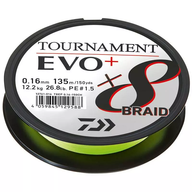 TRESSE DAIWA TOURNAMENT 8 BRAID EVO+ - CHARTREUSE - 135M 3 TRESSE DAIWA TOURNAMENT 8 BRAID EVO+ - CHARTREUSE - 135M